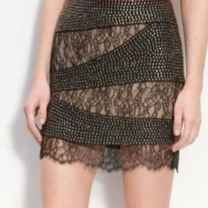 Haute Hippie Embellished mini Skirt Lace & beaded